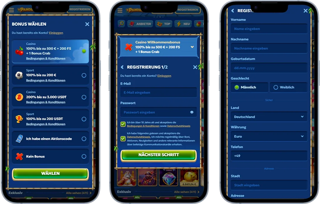 Pandido Casino Registrierung und Anmeldung