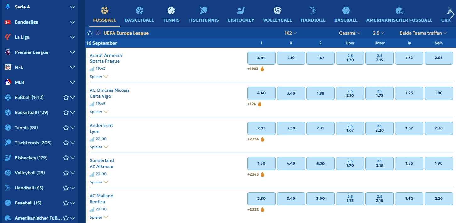 Pandido Casino Sportwetten mit Fußball, Basketball und Tennis